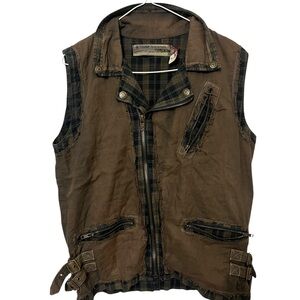 Vintage Men's tough Jean smith Brown Sleeveless vest
